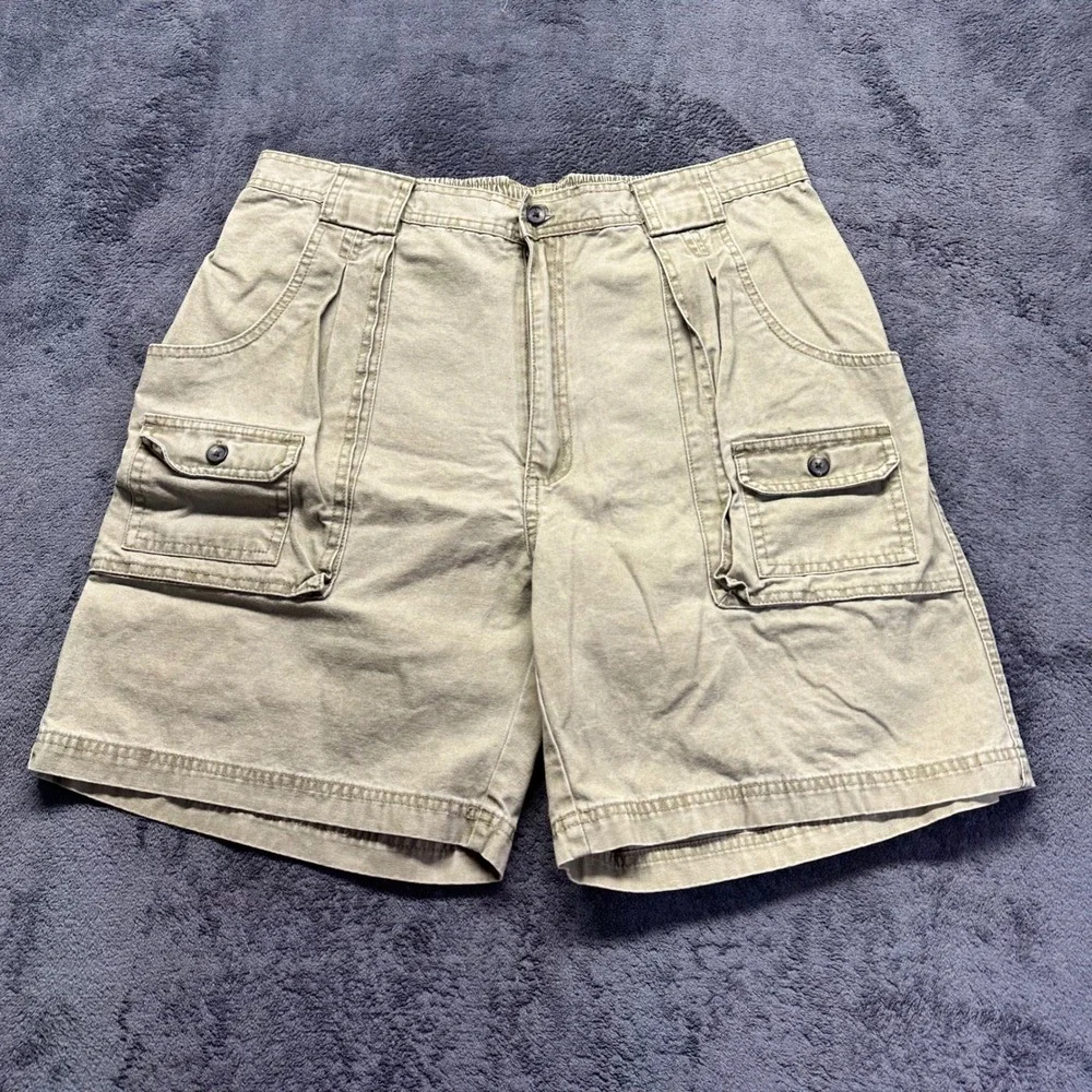 RedHead Safari Cargo Shorts Mens 38 Tan Cotton Elastic Waist Outdoor Hiking 7